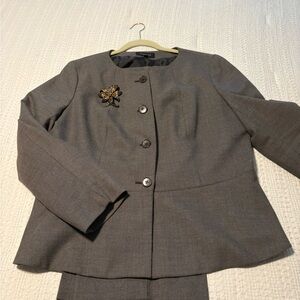 Vintage Talbots Brown Pantsuit with Brooch